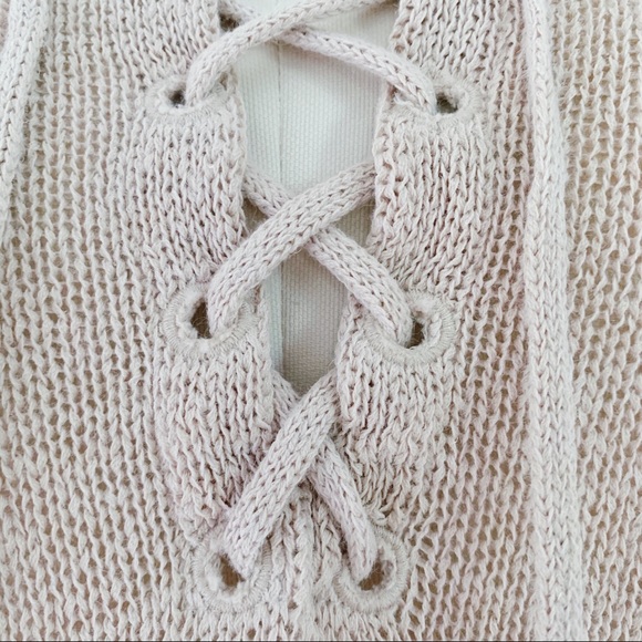 LOFT Beige Lace Up Sweater XS - Picture 4 of 7